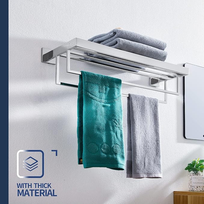 KOKOSIRI 24'' Bathroom Towel Shelf Chrome Towel Rack - Image 5