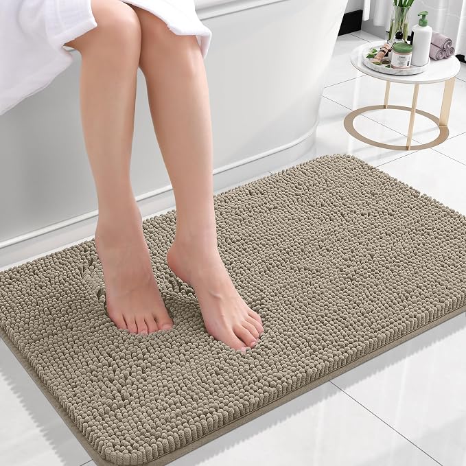 OLANLY Bathroom Rugs 24x16, Extra Soft Absorbent Chenille Bath Rugs, Rubber by OLANLY