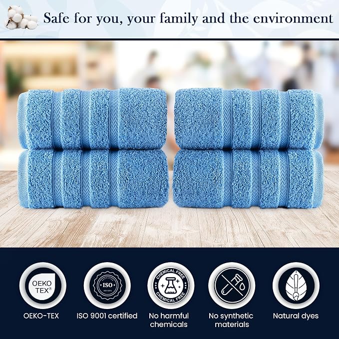 HALLEY Turkish 4 Pack Premium Hand Towels 650 GSM Highly Absorbent Super Soft - Image 7