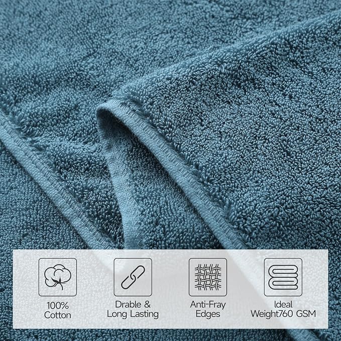 REDKISS Large Bath Towels Set 2 Piece, 100% Cotton, 31x63 in, Heavyweight 760G - Image 4