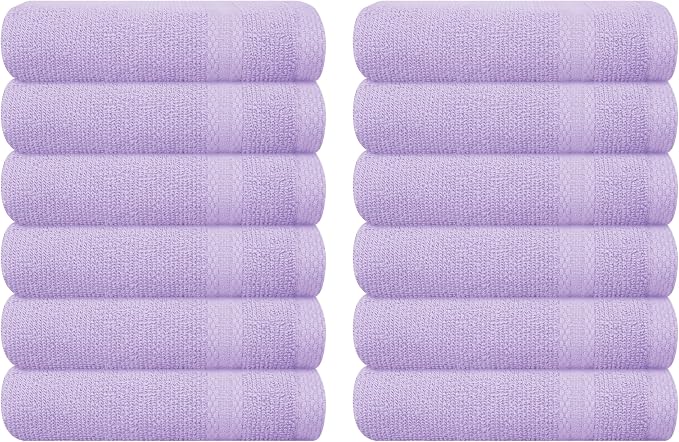 GLAMBURG Ultra Soft 12-Piece Washcloths Set 13x13-100% Ringspun Cotton by GLAMBURG