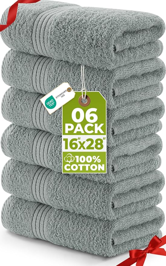 Utopia Towels 6 Piece Premium Hand Towels Set, 16 by 28 inches, 100% Ring Spun by UTOPIATOWELS