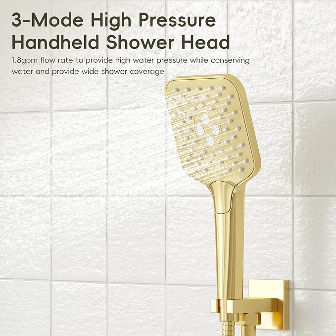 Gabrylly Shower System Gold, Wall Mounted Shower Faucet Set - Image 5