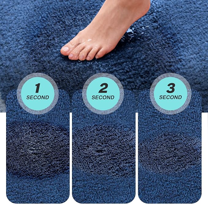 Kmson Bathroom Rugs Mat, Non-Slip Fluffy Thick Water Absorbent Microfiber Mat - Image 5