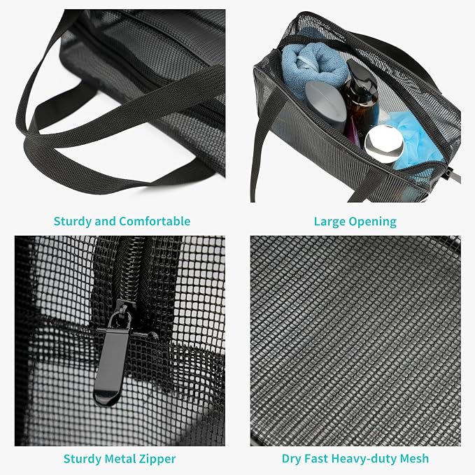 Mesh Shower Caddy Bag for Bathroom Gym Camping Portable Travel Mesh Toiletry - Image 2