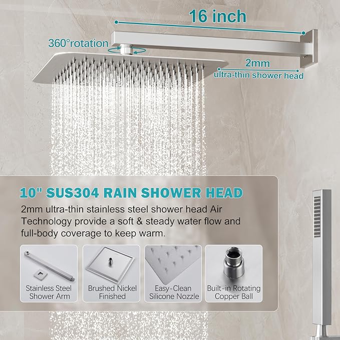 Brushed Nickel Shower System, Shower Faucet Set - Image 3