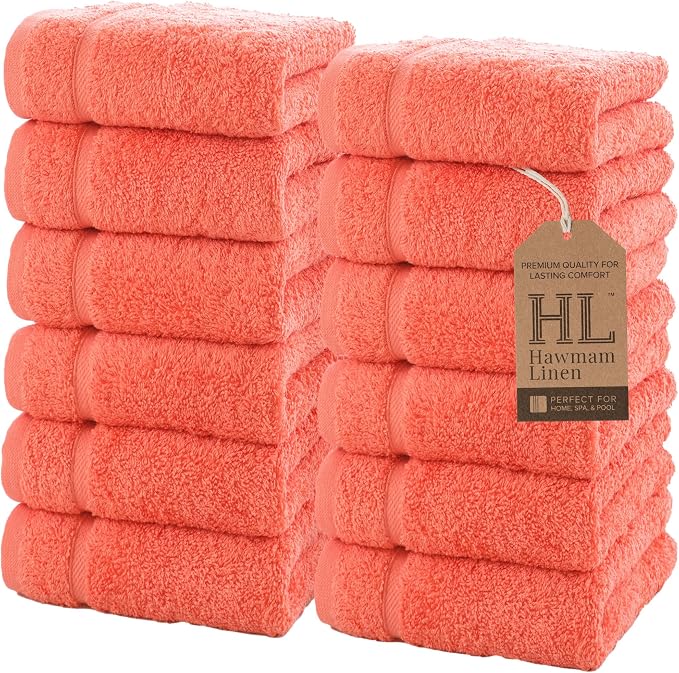 Hawmam Linen Luxury Cotton Washcloths 13x13 Inch by HawmamLinen