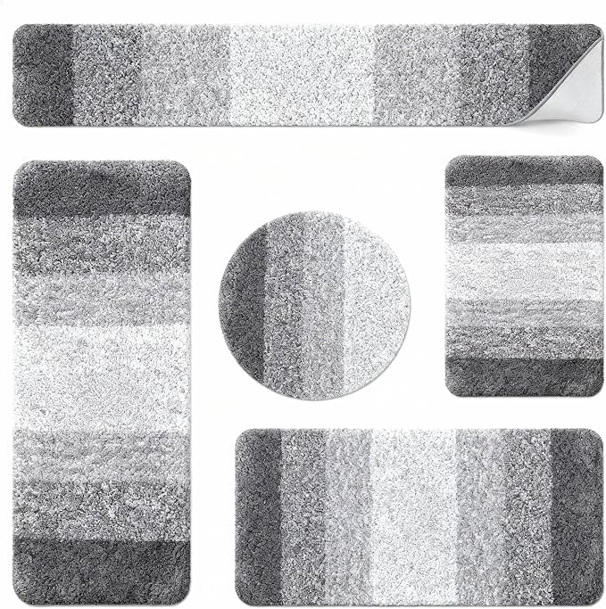 Grey Bathroom Rug Ultra Absorbent Machine Washable Microfiber Mat by Unknown