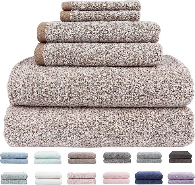 Everplush Diamond Jacquard 6 Pieces Bath Towel Set, Luxury Super Soft Oversized by Everplush