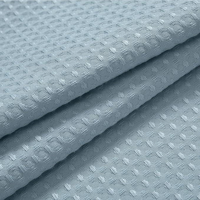 River Dream Heavyweight No Hooks Required Dotted Waffle Weave Shower Curtain - Image 3