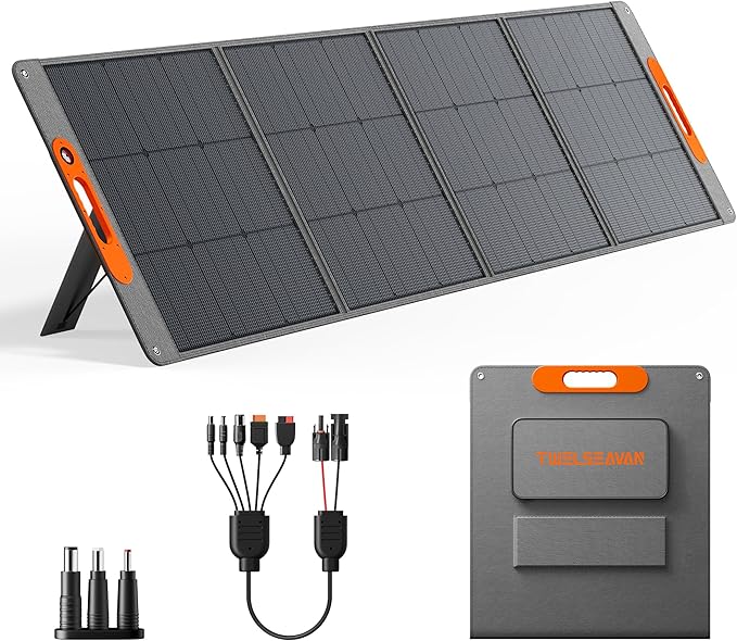 280W Portable Solar Panel for Power Station, 25.8% High Efficiency HPBC Solar by TWELSEAVAN