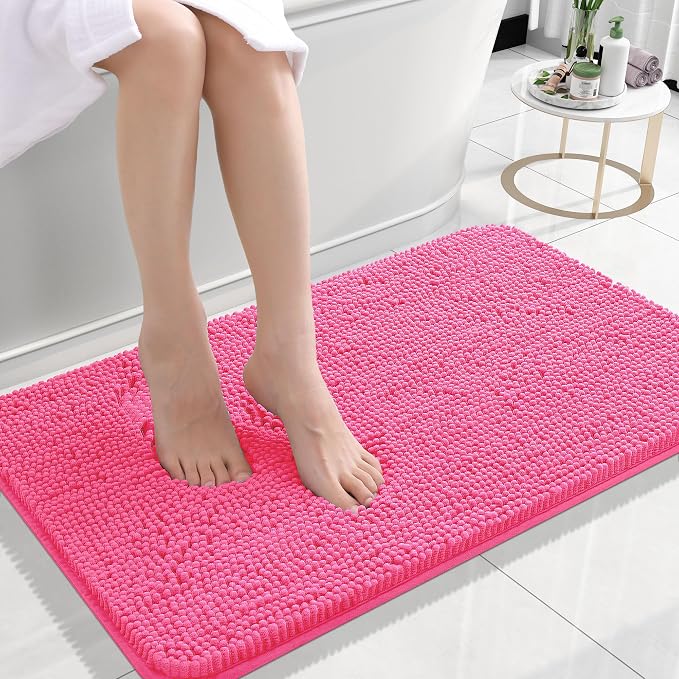 OLANLY Bathroom Rugs 24x16, Extra Soft Absorbent Chenille Bath Rugs, Rubber by OLANLY