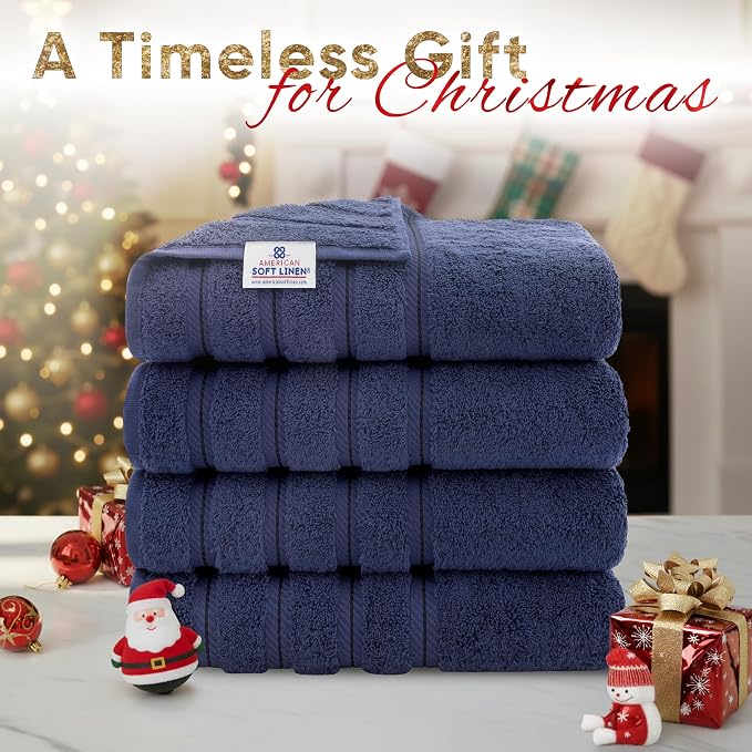 American Soft Linen Luxury 4 Piece Bath Towel Set, 600 GSM 100% Cotton Turkish - Image 2