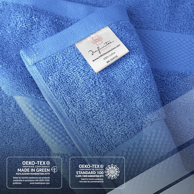 Infinitee Xclusives Luxury 100% Cotton Towel Set – 8 Piece Bathroom Towel Set – - Image 5