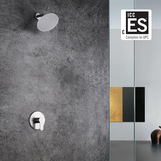 sumerain Shower Faucet Brushed Nickel, Single Handle Solid Brass Rough-in Valve - Image 2