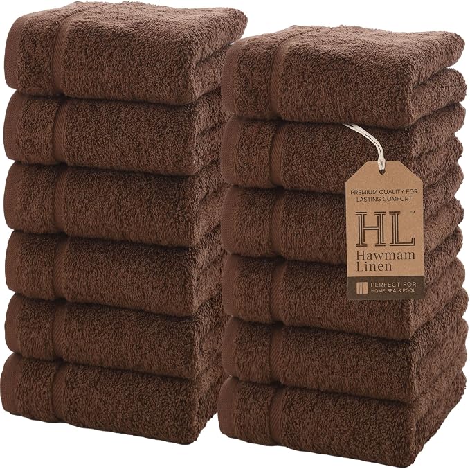 Hawmam Linen Luxury Cotton Washcloths 13x13 Inch by HawmamLinen