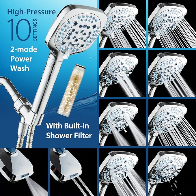 AquaCare 4X High Pressure 10 Spray Mode Filtered Showerhead - Image 4