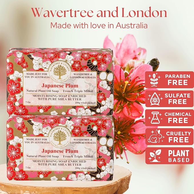 Wavertree & London Japanese Plum Scented Natural Soap, 7oz Moisturizing French - Image 2