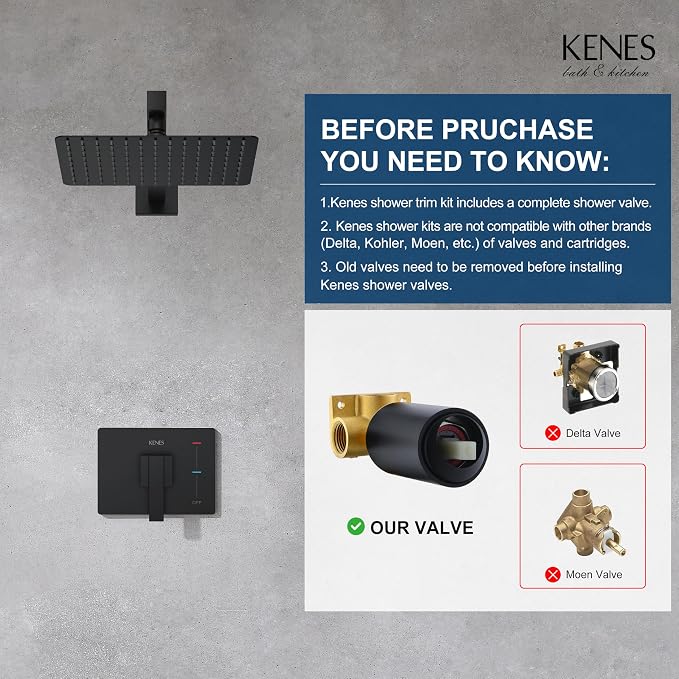 KENES Matte Black Shower Faucet - Image 3