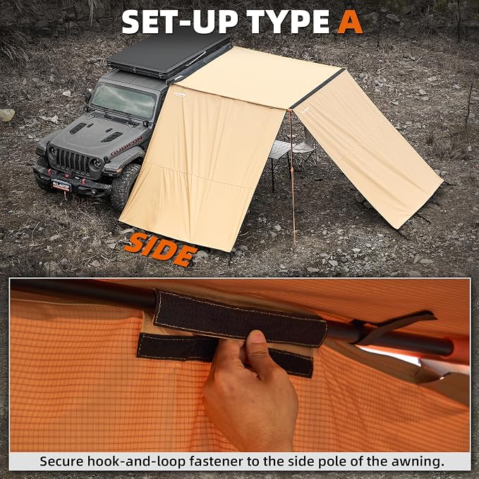 ALL-TOP Awning Wall Universal Multi-Side, 8.2ft x 8.5ft, Waterproof Ripstop - Image 3
