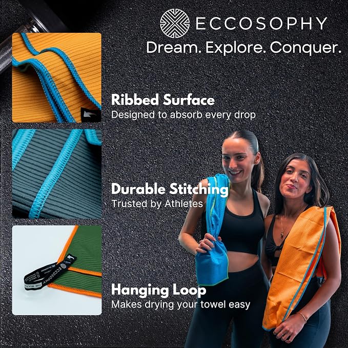 ECCOSOPHY Microfiber Beach Towel – Quick Dry Gym Towel, Highly Absorbent - Image 3