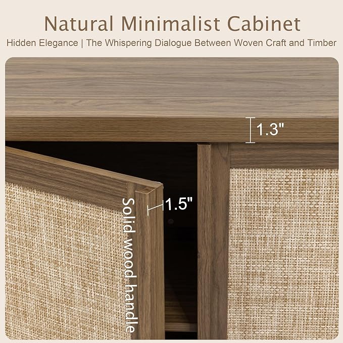Yechen 67" Tall Kitchen Pantry Cabinet, Rattan Storage Cabinet - Image 3