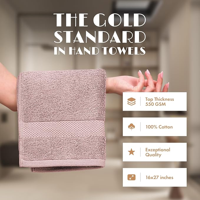 White Classic Pink Hand Towels for Bathroom Cotton Hand Towel Bulk for Gym - Image 2