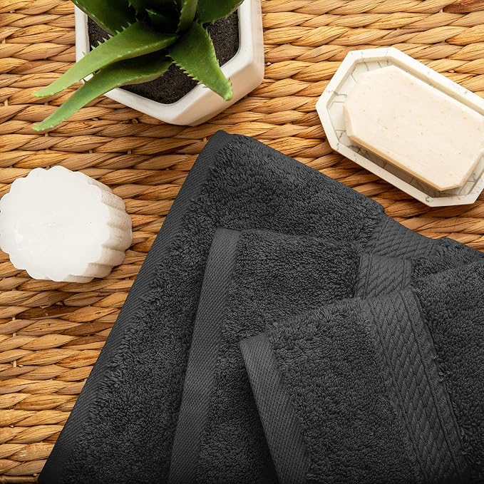 BLUENILEMILLS Buckingham Egyptian Cotton 3-Piece Towel Set, Washcloths - Image 5