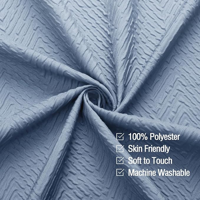 Gibelle Ombre Blue Shower Curtain, 3D Embossed Textured Herringbone Fabric - Image 4