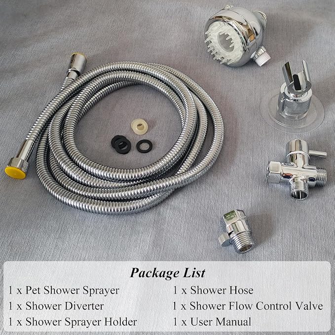Pet Shower Set with 8.2ft Hose & Flow Control Valve - Image 6