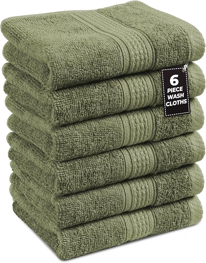 LANE LINEN 100% Cotton Washcloths 6 Pack by LaneLinen
