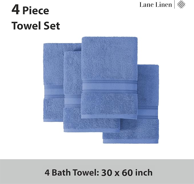 LANE LINEN 100% Cotton 4 Pack Bath Towels - Image 4