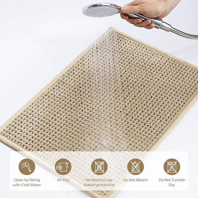 GRANNY SAYS Beige Bathroom Rugs Non Slip Washable, Absorbent Bath Mats - Image 6