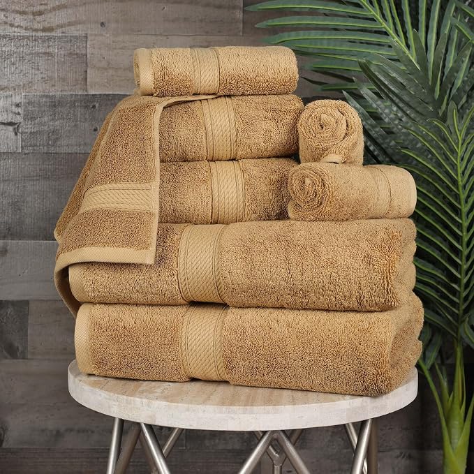 Superior Egyptian Cotton Pile 8 Piece Towel Set, Includes 2 Bath, 2 Hand by SUPERIOR