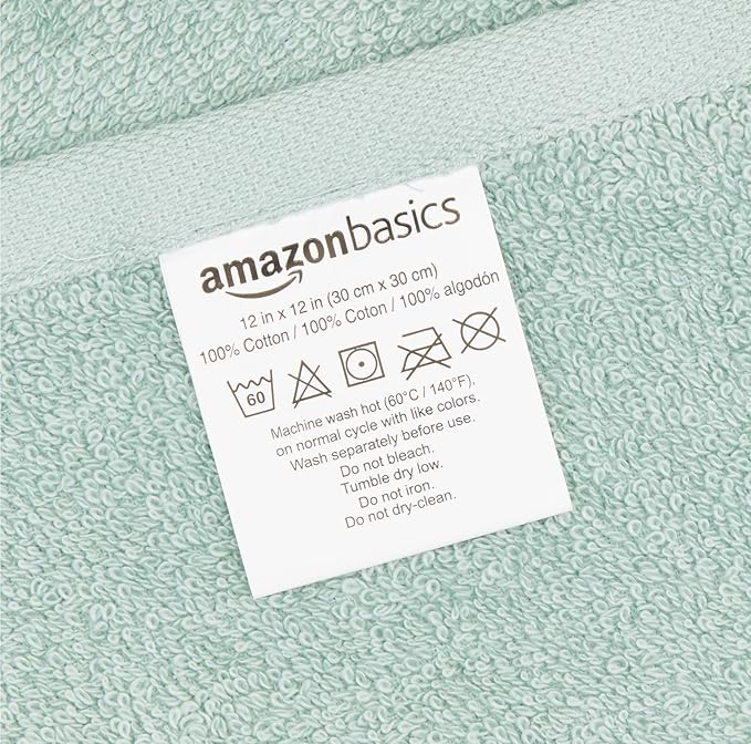 Amazon Basics Washcloth for Bathroom, 100% Cotton Extra Absorbent, Fast Drying - Image 6