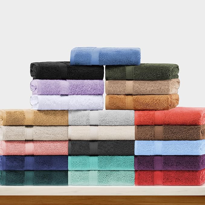 BLUENILEMILLS Buckingham Egyptian Cotton 3-Piece Towel Set, Washcloths - Image 7