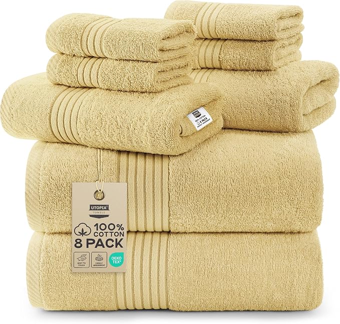 Utopia Towels 8 Piece Premium Towel Set, 2 Bath, 2 Hand, and 4 Washcloths by UTOPIATOWELS