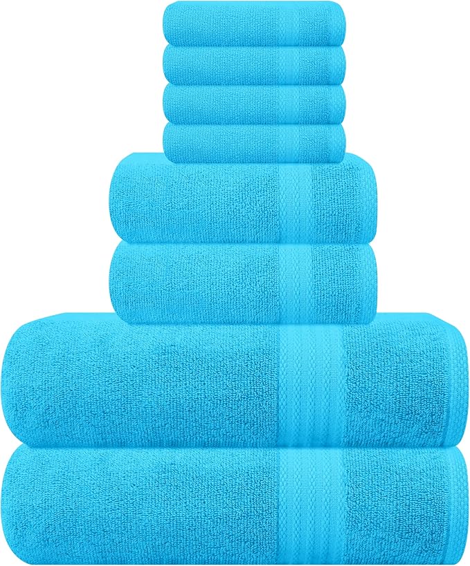GLAMBURG Ultra Soft 8-Piece Towel Set -100% Pure Ringspun Cotton, Contains 2 by GLAMBURG