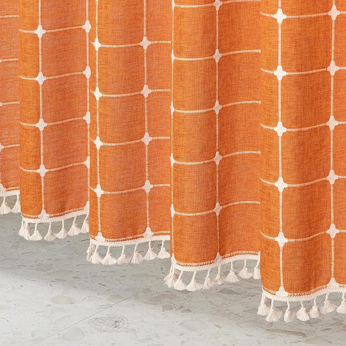 MitoVilla Orange Boho Shower Curtains - Image 5