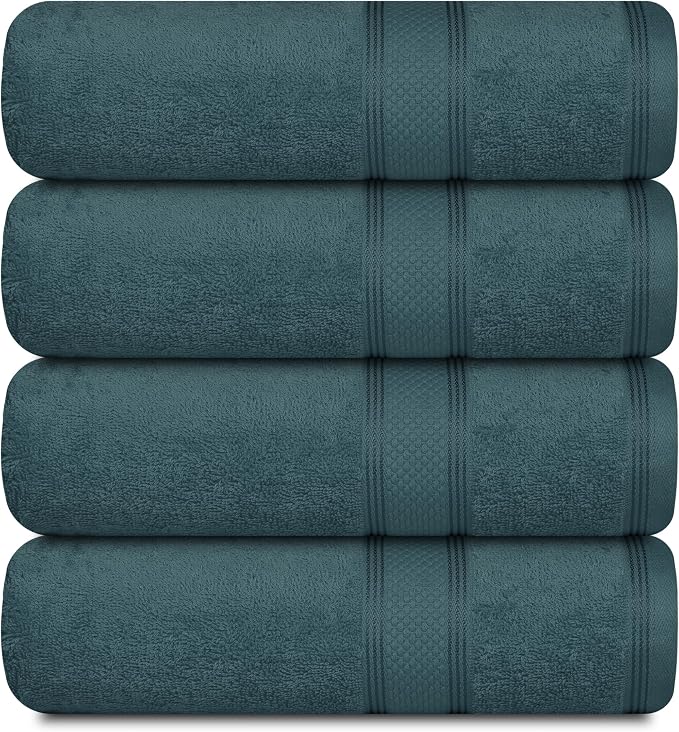 Casa Lino Teal Bath Towels Set of 4 by CASALINO