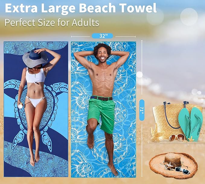 6 Pack Lightweight Thin Beach Towel Oversized 71"x32" Big Extra Large - Image 4