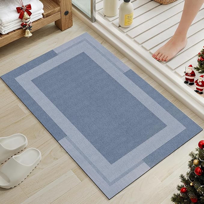 Non Slip Bath Mat, Rubber Backing Ultra Thin Bathroom Rugs Fit Under Door Quick by YDKGL