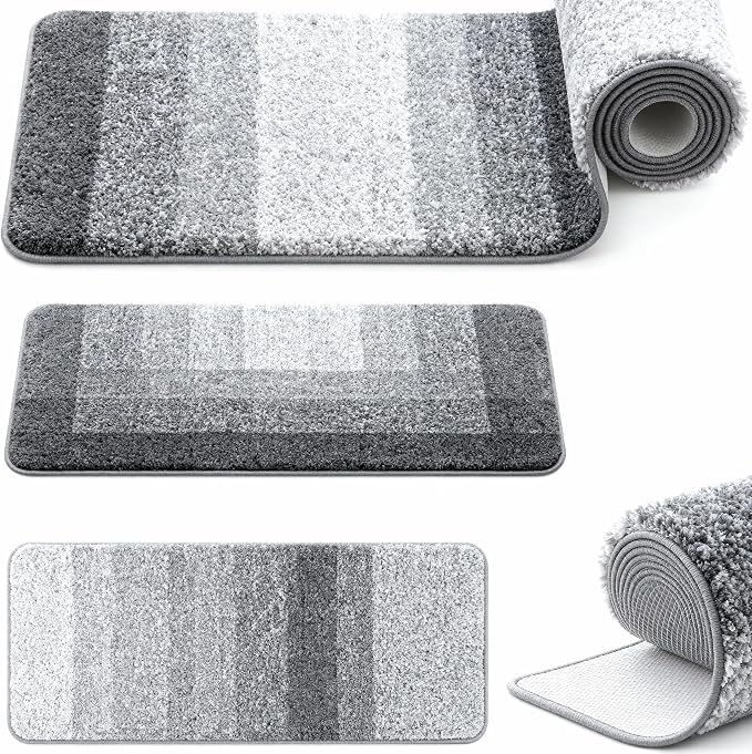 Grey Gradient Bathroom Mat Machine Washable Microfiber by Unknown