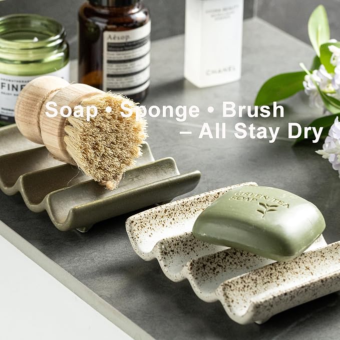 Soap Dish for Shower, Self Draining Bar Soap Holder for Shower, Ceramic - Image 7