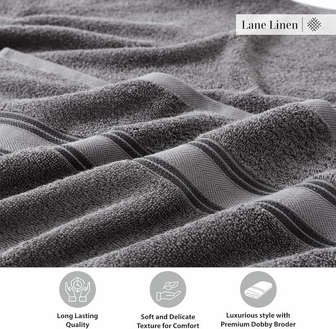 LANE LINEN 100% Cotton 4 Pack Bath Towels Set - Image 8