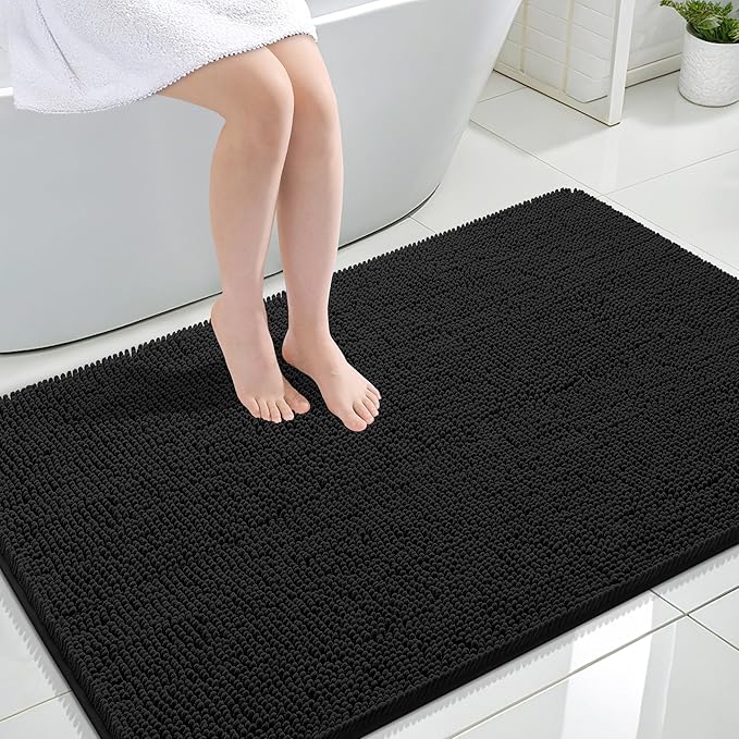 OLANLY Bathroom Rugs 47x32, Extra Soft Absorbent Chenille Bath Rugs, Rubber by OLANLY