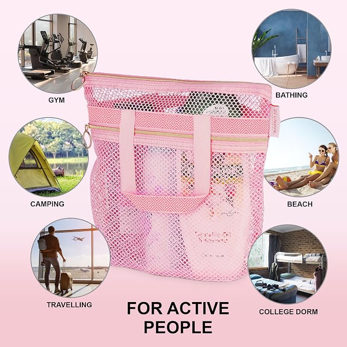 Mesh Shower Bag 10.2x9.9'' Quick-Dry Caddy - Image 4