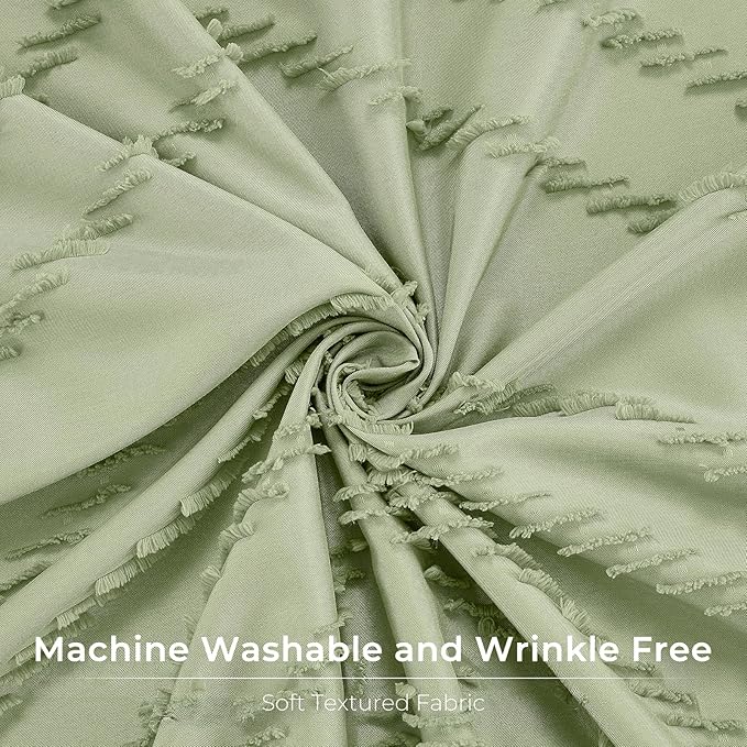 Green Boho Shower Curtain - Image 4