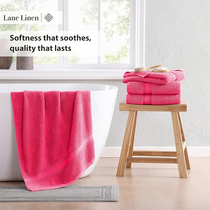 LANE LINEN 100% Cotton Large Bath Towels Set of 4 - Image 5