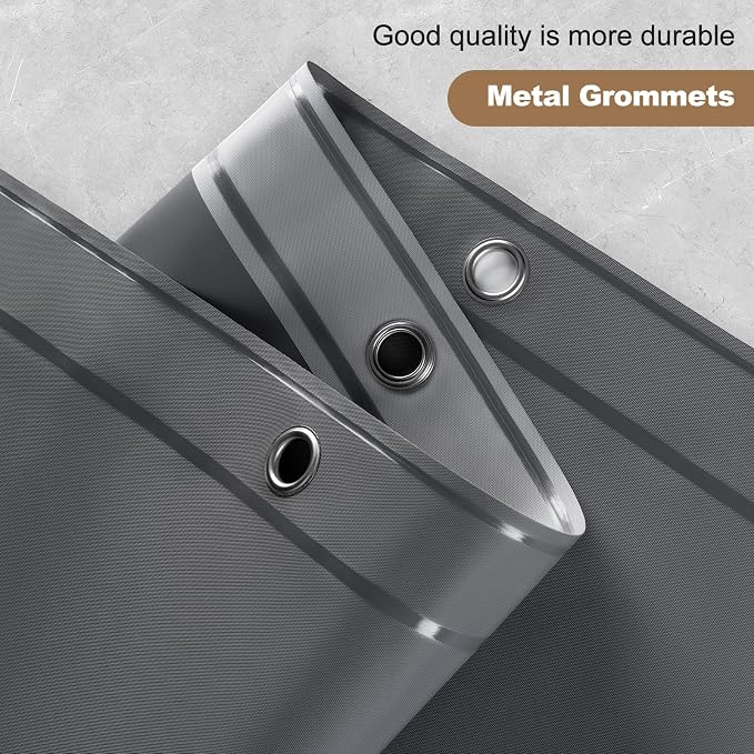 UFRIDAY Dark Grey Long Shower Curtain Liner Premium PEVA 72 x78 inch, Heavy - Image 5